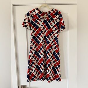 Vintage Geometric Red and Blue Dress
